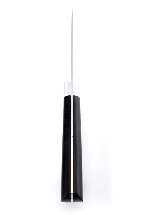 Нож Шеф-повар овощной малый сталь кованая Х12МФ рукоять черный граб цельнометаллический 