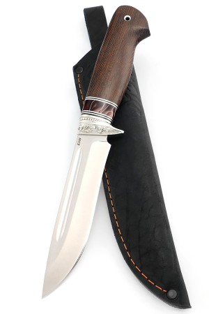 Нож Лось сталь К340 рукоять мельхиор, вставка акрил коричневый, венге