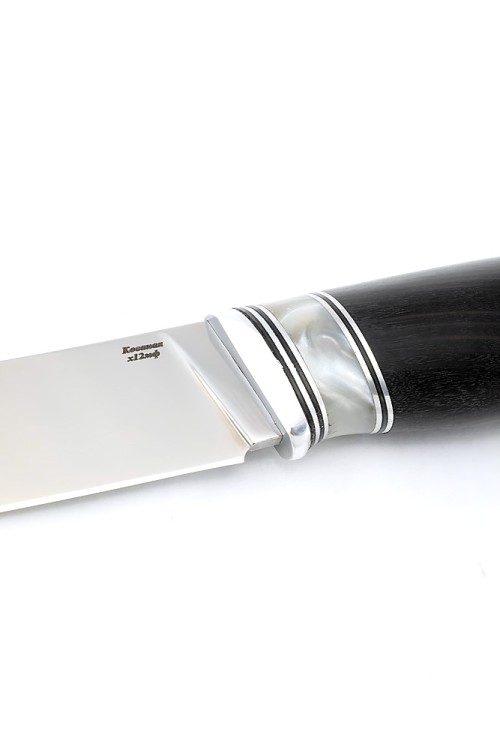 Нож Разделочный кованая сталь х12мф белый акрил черный граб ФОРМОВАННЫЕ НОЖНЫ  Нож Разделочный кованая сталь х12мф белый акрил черный граб ФОРМОВАННЫЕ НОЖНЫ