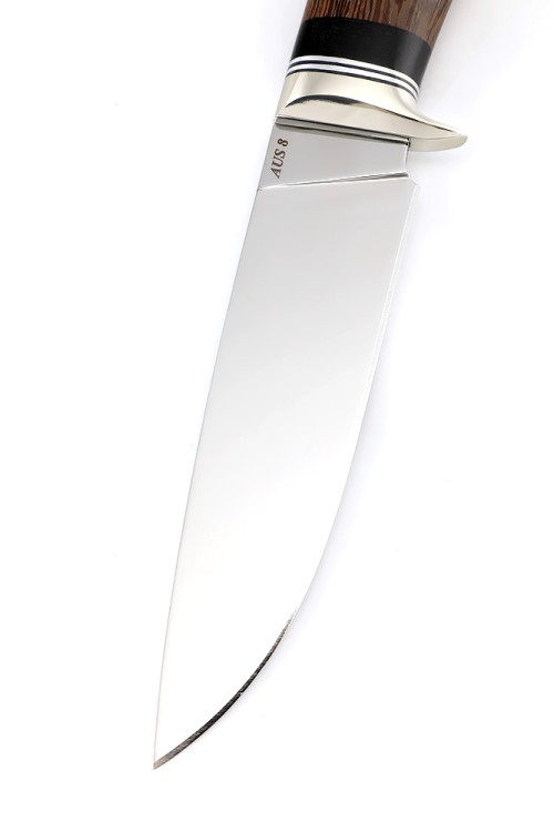 Нож Беркут сталь AUS8, рукоять мельхиор, венге черный граб 