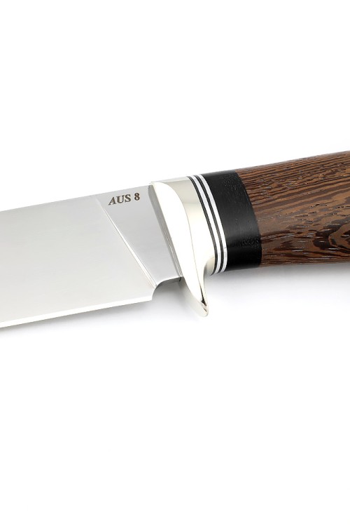 Нож Беркут сталь AUS8, рукоять мельхиор, венге черный граб 