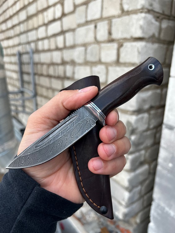Нож Малыш сталь дамаск рукоять термоциклированая ясень 