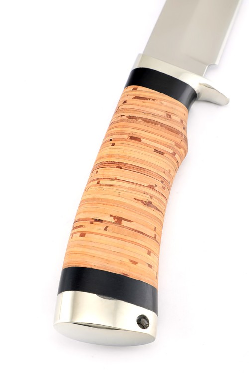 Нож Волк сталь кованая 95Х18 рукоять мельхиор береста черный граб 