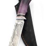 Нож Охотничий сталь D2 рукоять вставка черный граб, карельская береза фиолетовая 