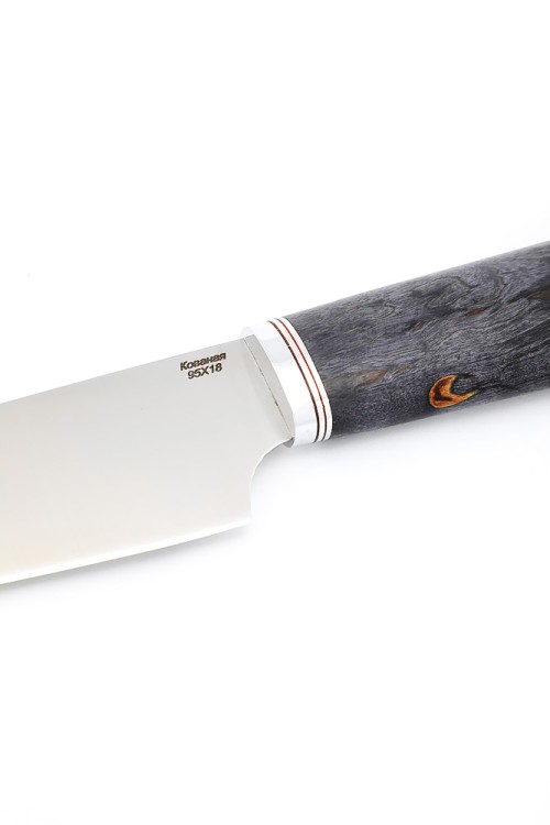 Нож Шеф-повар большой кованая сталь 95х18 рукоять карельская береза фиолетовая 