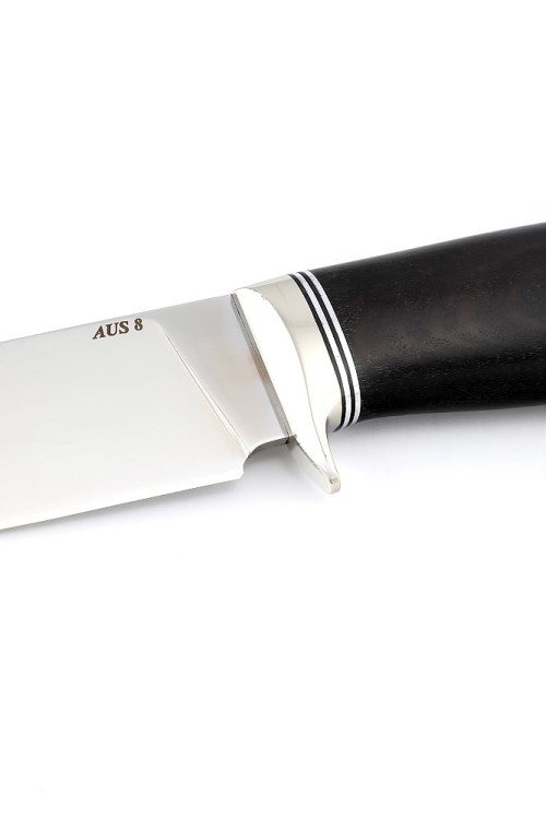 Нож Беркут сталь AUS8, рукоять мельхиор, черный граб 