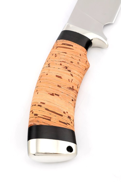 Нож Шкурник AUS-8 рукоять мельхиор береста 