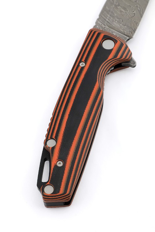 Нож складной Турист дамаск G10 черно-оранжевая 