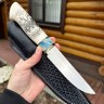 Нож Стрела Elmax стабилизированный зуб мамонта элфорин (скримшоу) формованные ножны 