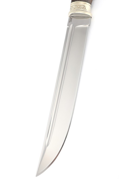 Нож Пластун (казачий пластунский нож) сталь кованая Х12МФ, рукоять мельхиор, венге 