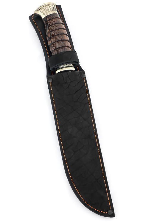 Нож Пластун (казачий пластунский нож) сталь кованая Х12МФ, рукоять мельхиор, венге 