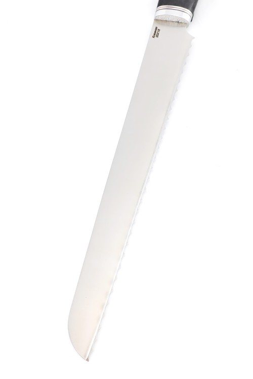 Нож Хлебный кованая сталь 95x18 рукоять карельская береза фиолетовая 