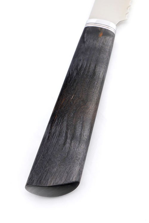 Нож Хлебный кованая сталь 95x18 рукоять карельская береза фиолетовая 