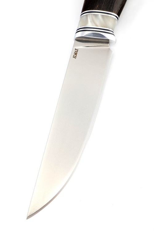 Нож Путник сталь Elmax рукоять вставка акрил белый, карельская береза коричневая  Нож Путник сталь Elmax рукоять вставка акрил белый, карельская береза коричневая