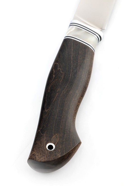 Нож Путник сталь Elmax рукоять вставка акрил белый, карельская береза коричневая  Нож Путник сталь Elmax рукоять вставка акрил белый, карельская береза коричневая