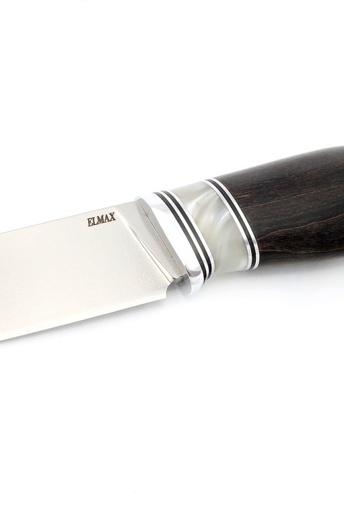 Нож Путник сталь Elmax рукоять вставка акрил белый, карельская береза коричневая  Нож Путник сталь Elmax рукоять вставка акрил белый, карельская береза коричневая