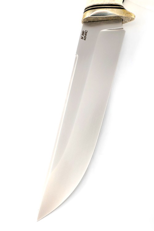 Нож Осётр сталь M390 рукоять низельбер, элфорин (скримшоу) ФОРМОВАННЫЕ НОЖНЫ 