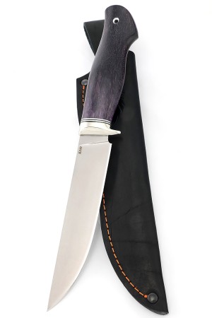 Нож Каюр сталь К340 рукоять мельхиор, карельская береза фиолетовая