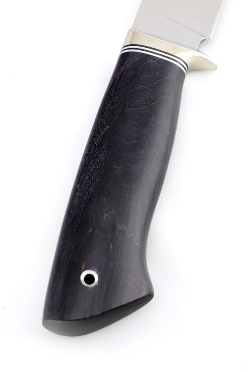 Нож Беркут сталь AUS8, рукоять мельхиор, карельская береза фиолетовая 