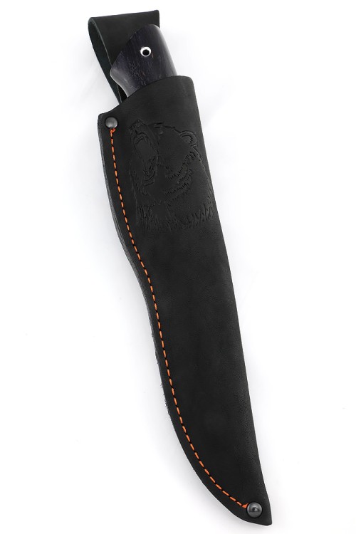 Нож Беркут сталь AUS8, рукоять мельхиор, карельская береза фиолетовая 