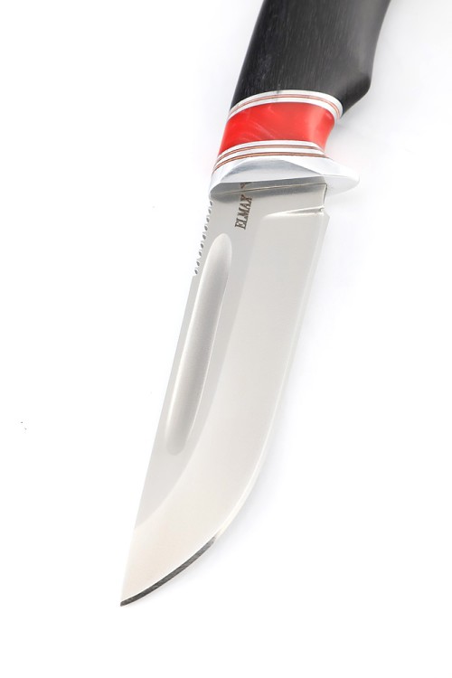 Нож Сурок сталь Elmax рукоять вставка акрил красный, черный граб ФОРМОВАННЫЕ НОЖНЫ 