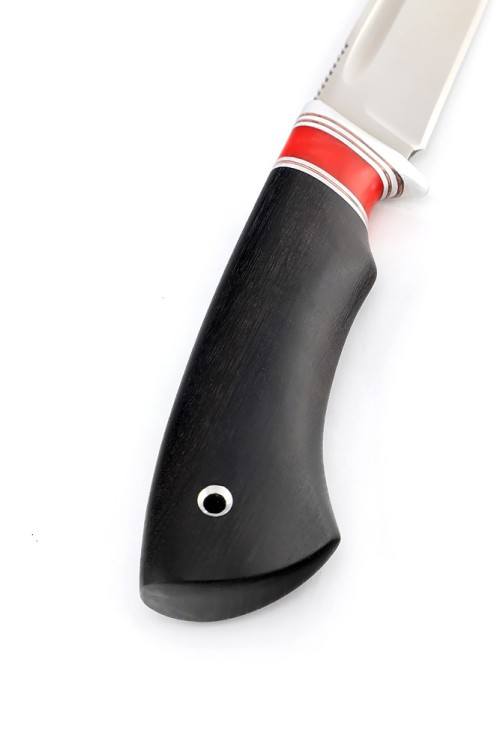 Нож Сурок сталь Elmax рукоять вставка акрил красный, черный граб ФОРМОВАННЫЕ НОЖНЫ 