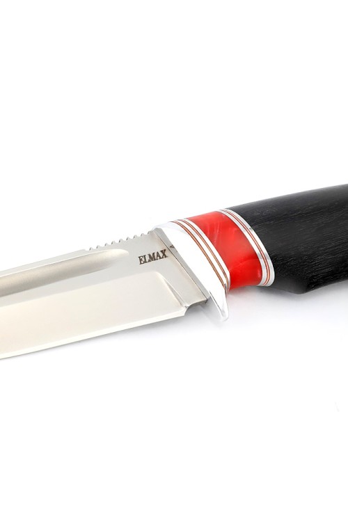 Нож Сурок сталь Elmax рукоять вставка акрил красный, черный граб ФОРМОВАННЫЕ НОЖНЫ 