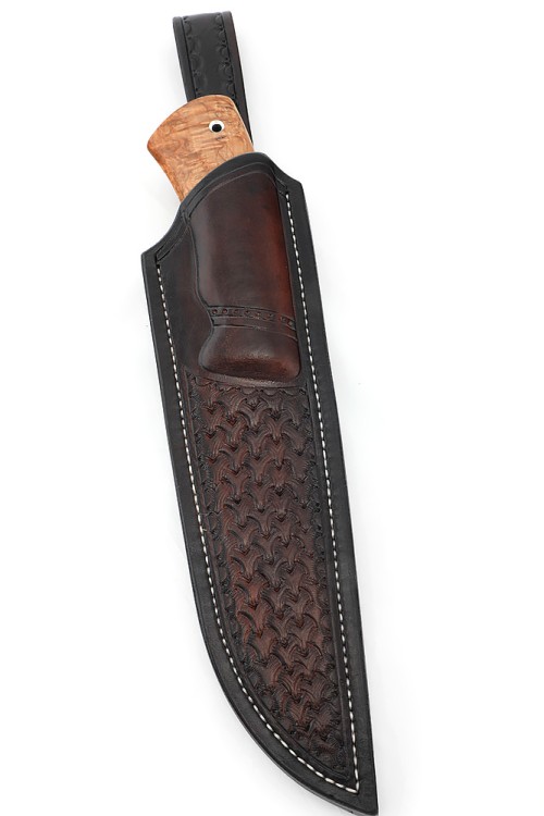 Нож Щучий кованая сталь х12мф-долы, рукоять карельская береза, ФОРМОВАННЫЕ НОЖНЫ 