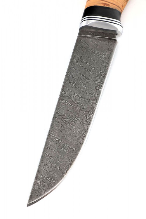 Нож Путник сталь дамаск рукоять береста 