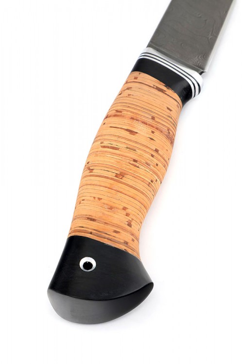 Нож Путник сталь дамаск рукоять береста 