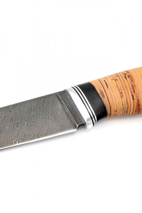 Нож Путник сталь дамаск рукоять береста 