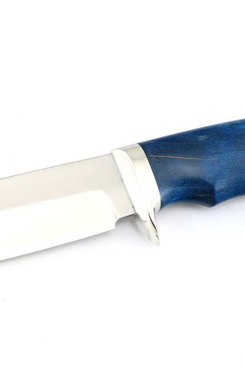 Нож Волк сталь Elmax рукоять мельхиор карельская береза синяя 