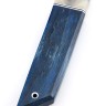 Нож Танто большой дамаск рукоять вставка акрил белый, карельская береза синяя 