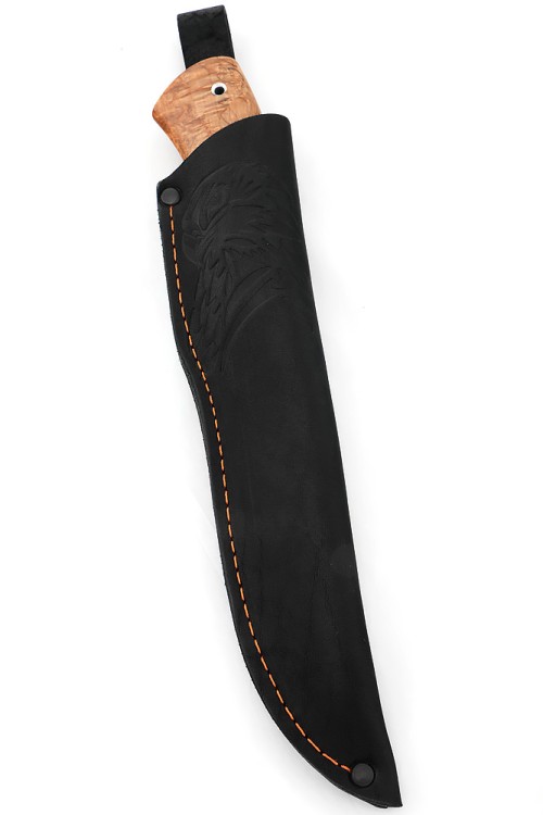 Нож Щучий кованая сталь х12мф-долы, рукоять карельская береза 