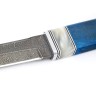 Нож Танто малый дамаск рукоять вставка акрил белый, карельская береза синяя 