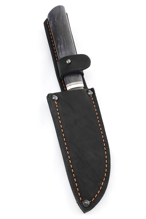 Кухонный нож Сантоку малый кованая сталь 95x18 рукоять карельская береза фиолетовая 