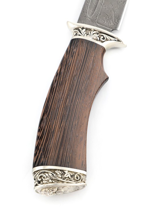 Нож Корсар сталь дамаск рукоять мельхиор, венге 