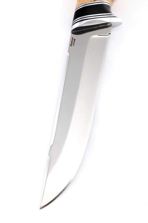 Нож Гризли сталь кованая Х12МФрукоять вставка черный граб карельская береза 