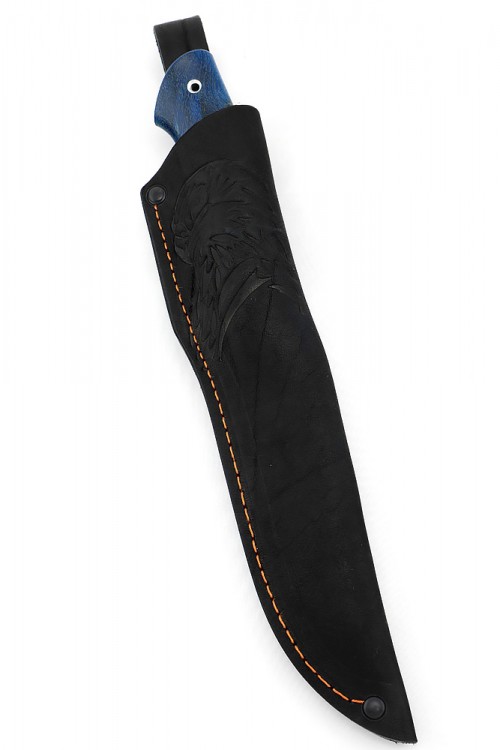 Нож Разделочный сталь дамаск рукоять карельская береза синяя 