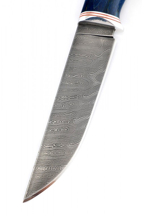 Нож Разделочный сталь дамаск рукоять карельская береза синяя 