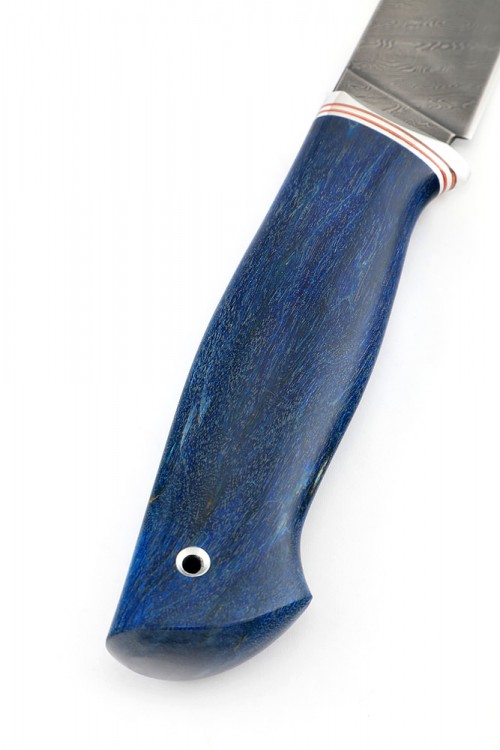 Нож Разделочный сталь дамаск рукоять карельская береза синяя 