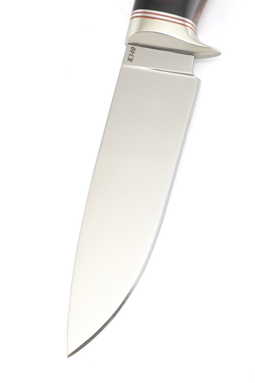 Нож Беркут сталь К340 рукоять мельхиор, карельская береза коричневая 