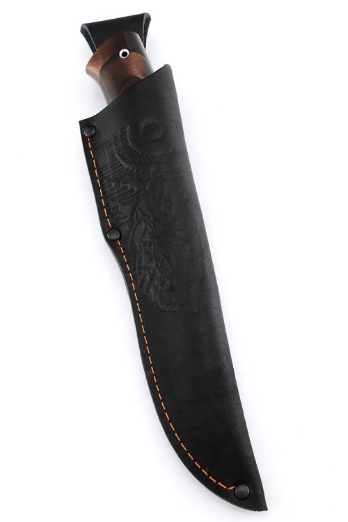 Нож Беркут сталь К340 рукоять мельхиор, карельская береза коричневая 