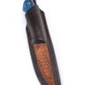 Нож Елец сталь булат рукоять вставка черный граб карельская береза синяя, формованные ножны 