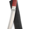 Нож Танто большой сталь К340 рукоять мельхиор, карельская береза красная 