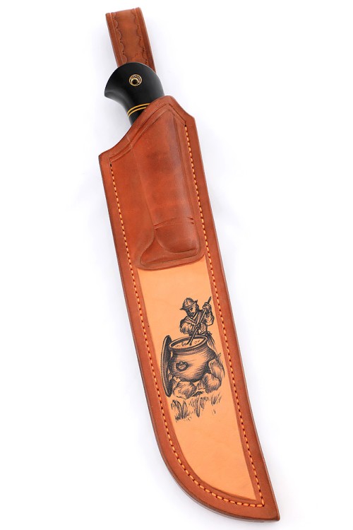 Нож узбекский-2 дамаск ламинированный рукоять наборная, мельхиор, вставка акрил синий, черный граб ФОРМОВАННЫЕ НОЖНЫ  Нож узбекский-2 дамаск ламинированный рукоять наборная, мельхиор, вставка акрил синий, черный граб ФОРМОВАННЫЕ НОЖНЫ