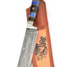 Нож узбекский-2 дамаск ламинированный рукоять наборная, мельхиор, вставка акрил синий, черный граб ФОРМОВАННЫЕ НОЖНЫ 
