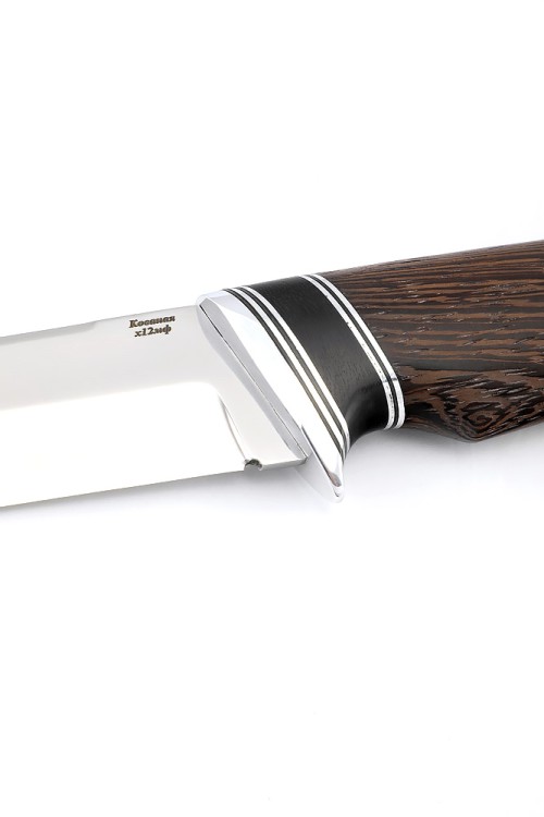 Нож Гризли сталь кованая Х12МФ рукоять вставка черный граб, венге 