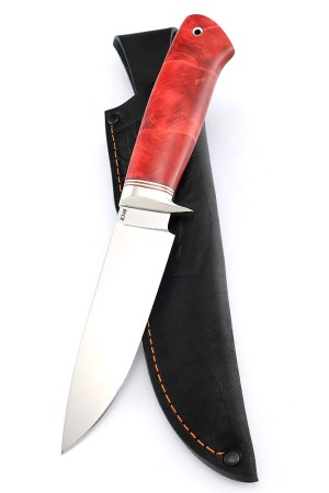Нож Беркут сталь К340 рукоять мельхиор, карельская береза красная