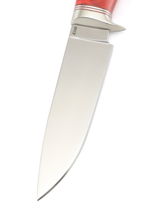 Нож Беркут сталь К340 рукоять мельхиор, карельская береза красная 